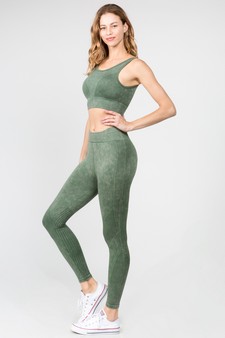 Women's Stone Washed Ribbed Activewear Set style 3