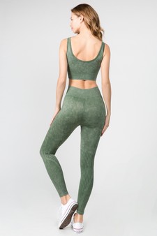 Women's Stone Washed Ribbed Activewear Set style 4