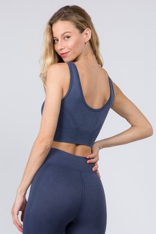 **NY ONLY**Women's Stone Washed Ribbed Sports Bra style 5