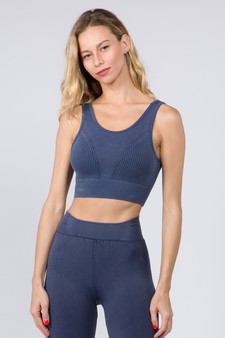 **NY ONLY**Women's Stone Washed Ribbed Sports Bra style 7