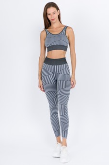 Women's Striped Sports Bra and Seamless Leggings Activewear Set - Bottom: ACT827041 style 4