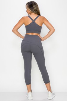 Women's Buttery Soft Sports Bra and Capri Leggings Activewear Set style 3