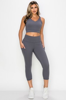 Women's Buttery Soft Sports Bra and Capri Leggings Activewear Set style 4