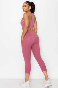 Women's Buttery Soft Sports Bra and Capri Leggings Activewear Set style 3