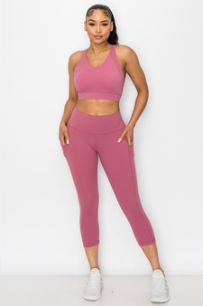 Women's Buttery Soft Sports Bra and Capri Leggings Activewear Set style 4