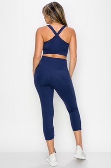 Women's Buttery Soft Sports Bra and Capri Leggings Activewear Set style 3