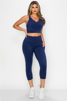 Women's Buttery Soft Sports Bra and Capri Leggings Activewear Set style 4