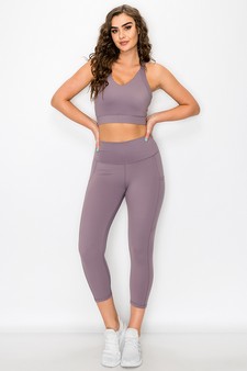 Women's Buttery Soft Sports Bra and Capri Leggings Activewear Set style 4