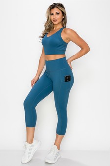 Women's Buttery Soft Sports Bra and Capri Leggings Activewear Set style 2