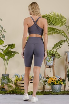 Women's Buttery Soft Sports Bra & Biker Shorts Activewear Set style 3