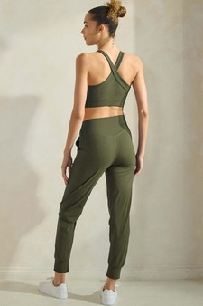 Women's Buttery Soft Activewear Sports Bra & Solid Jogger Set style 2