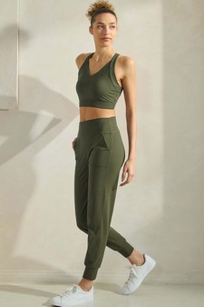 Women's Buttery Soft Activewear Sports Bra & Solid Jogger Set style 3