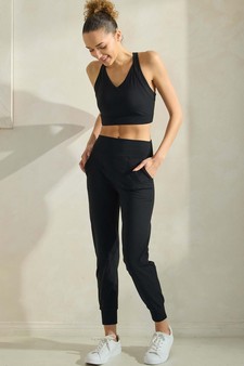 Women's Buttery Soft Activewear Sports Bra & Solid Jogger Set style 5