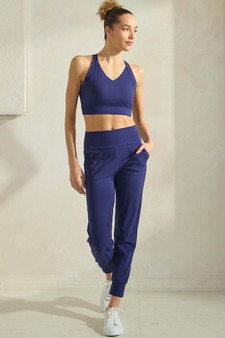 Women's Buttery Soft Activewear Sports Bra & Solid Jogger Set style 5