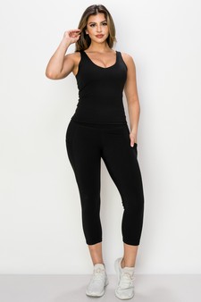 Women’s Body Mold Buttery Soft Full-Length Activewear Tank & Capri Set style 4