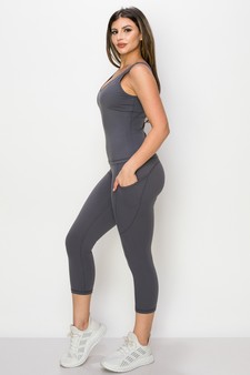 Women’s Body Mold Buttery Soft Full-Length Activewear Tank & Capri Set style 2