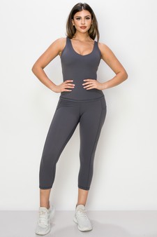 Women’s Body Mold Buttery Soft Full-Length Activewear Tank & Capri Set style 4