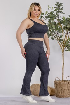 Women's Stone Washed Ribbed Matching Yoga Set (XL only) style 2