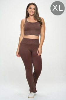 Women's Ribbed Faded Matching Yoga Set (XL only)