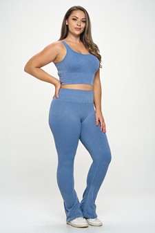 Women's Stone Washed Ribbed Matching Yoga Set (XL only) style 2