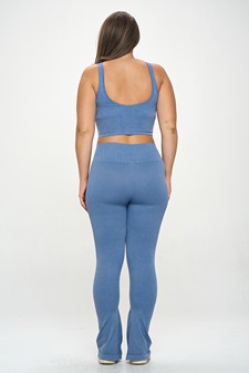 Women's Stone Washed Ribbed Matching Yoga Set (XL only) style 3