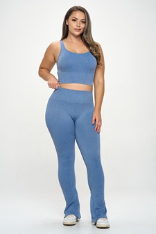 Women's Stone Washed Ribbed Matching Yoga Set (XL only) style 5