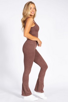 Women's Stone Washed Ribbed Matching Yoga Set style 2