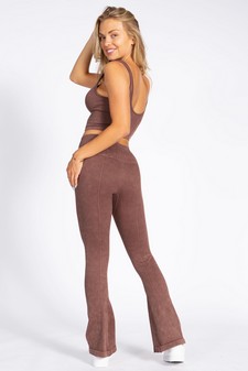 Women's Stone Washed Ribbed Matching Yoga Set style 3