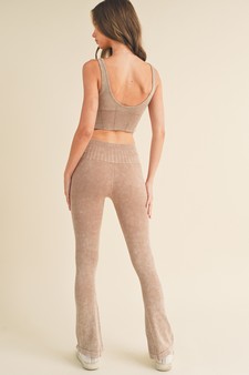 Women's Stone Washed Ribbed Matching Yoga Set style 3