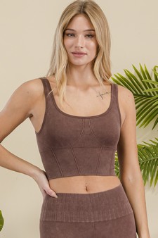 Women's Ultra-Comfort Stone Washed Ribbed Sports Bra