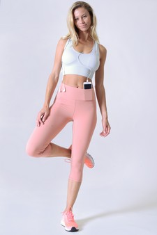 Women's Capri Activewear Leggings w/ Hidden Waistband Pocket (Large only) style 4