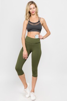 Women's Capri Activewear Leggings w/ Hidden Waistband Pocket (Medium only) style 4