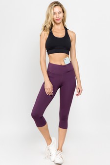 Women's Capri Activewear Leggings w/ Hidden Waistband Pocket (Small only) style 4