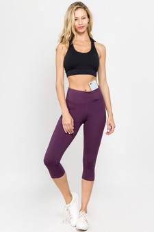 Women's Capri Activewear Leggings w/ Hidden Waistband Pocket (Large only) style 4