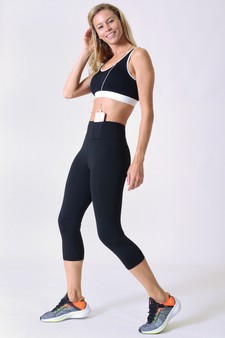 Women's Capri Activewear Leggings w/ Hidden Waistband Pocket style 2