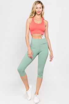 Women's Capri Activewear Leggings w/ Hidden Waistband Pocket style 4