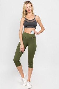 Women's Capri Activewear Leggings w/ Hidden Waistband Pocket style 4