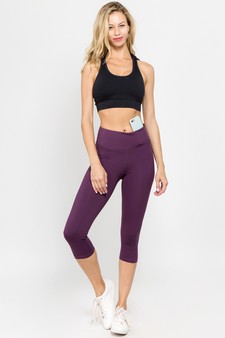Women's Capri Activewear Leggings w/ Hidden Waistband Pocket style 4