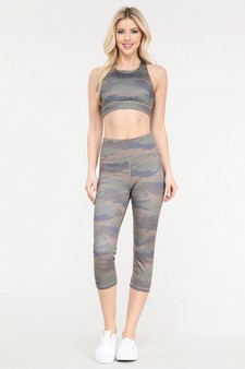 Women's Cute in Camo High Rise Capri Activewear Leggings style 5