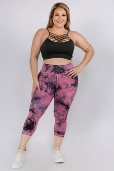 Women's Buttery Soft Tie Dye Capri Activewear Leggings style 4