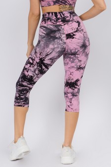 Women's Buttery Soft Tie Dye Capri Activewear Leggings (Small only) style 3