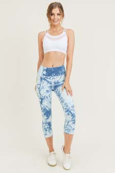 Women's Buttery Soft Tie Dye Capri Activewear Leggings style 7