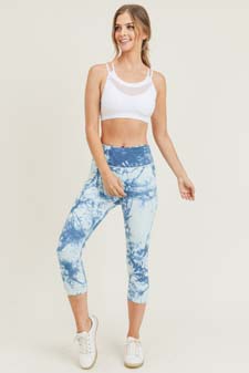 Women's Buttery Soft Tie Dye Capri Activewear Leggings style 8