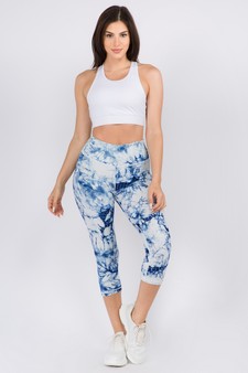 Women's Buttery Soft Tie Dye Capri Activewear Leggings style 4