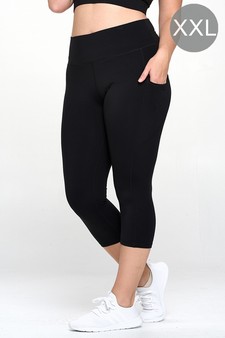 Women's Buttery Soft Activewear Capri Leggings with Pockets (XXL only)