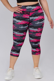 Women's Pink Camouflage Activewear Legging - PLUS