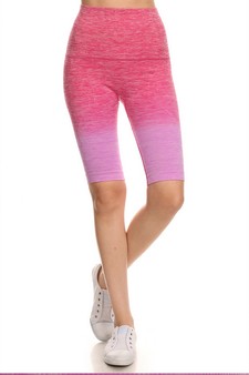 Women's Dip Dye Ombre Activewear Biker Shorts w/High Waist Band (Large only) style 2