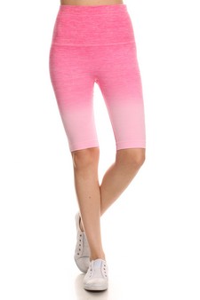 Women's Dip Dye Ombre Activewear Biker Shorts w/High Waist Band style 2