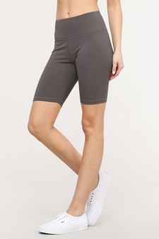 Women’s High Rise Matte Activewear Biker Shorts w/ Hidden Waistband Pocket style 2