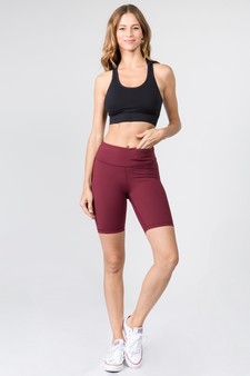 Women’s High Rise Matte Activewear Biker Shorts w/ Hidden Waistband Pocket style 2